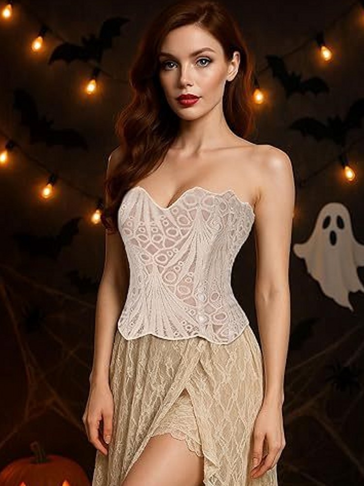Cami Top Lace - เสื้อครอปคอร์เซ็ทลูกไม้สำหรับผู้หญิง เสื้อสายเดี่ยวสำหรับใส่ไปไนต์คลับ เสื้อครอปรัดรูปเซ็กซี่ สายเดี่ยว ชุดชั้นในแบบไม่มีโครง บราแบบทูป