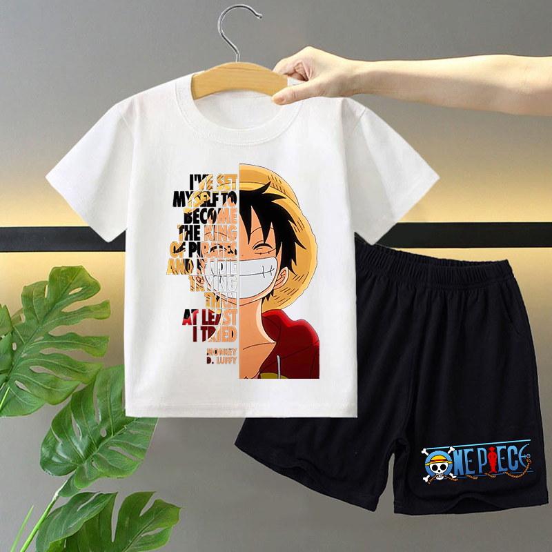 Boyshort Underwear - วันพีช 2 ชิ้นชุดกางเกงขาสั้นแขนสั้นสำหรับเด็กอะนิเมะการ์ตูนน่ารักเสื้อยืดกางเกงสูทเด็กชายหญิงฤดูร้อนเสื้อผ้าแฟชั่น