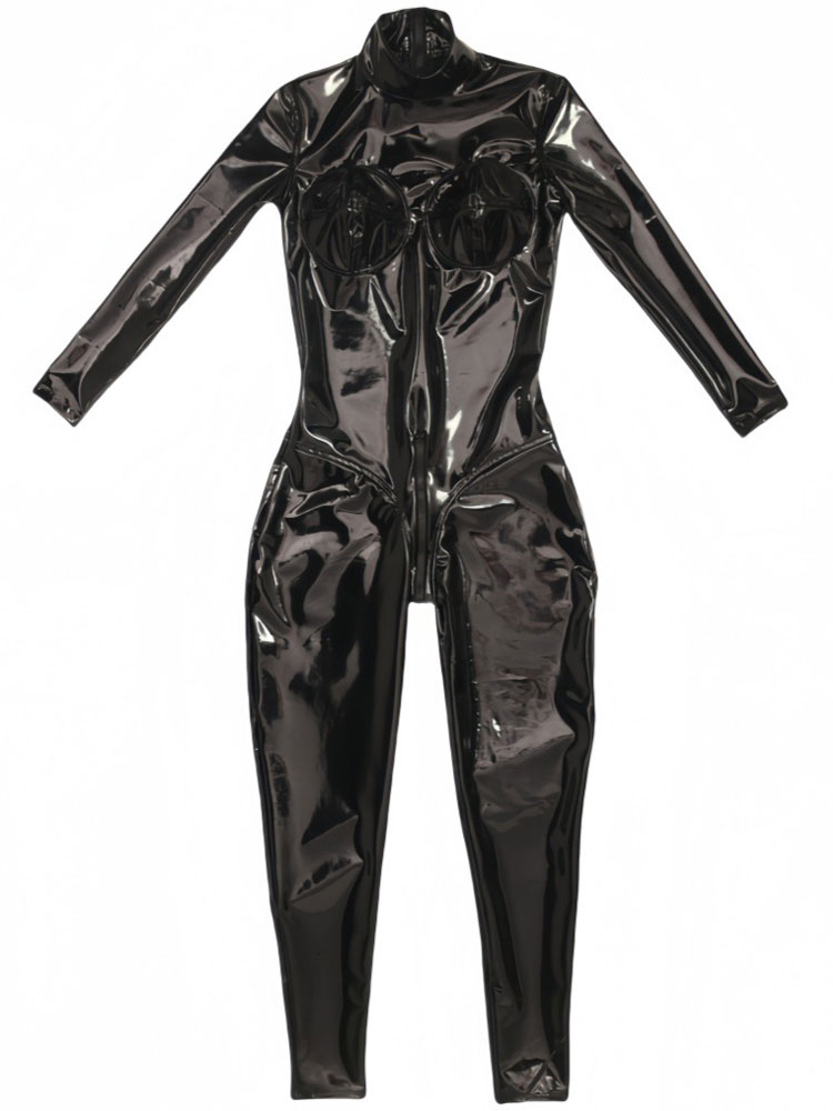 Shapewear Bodysuit Firm - เซ็กซี่ PU Latex แอมโมเนีย Jumpsuit ผู้หญิง