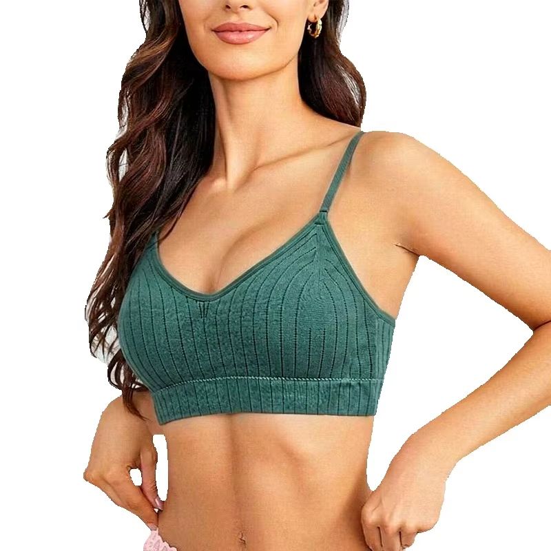 Bralette Wireless Soft - เสื้อชั้นในบราเล็ตต์ผู้หญิงแบบไร้สาย ผ้าถักลายริบ ปรับสายได้ แผ่นรองถอดได้ เนื้อผ้านุ่ม สวมใส่สบายในชีวิตประจำวัน