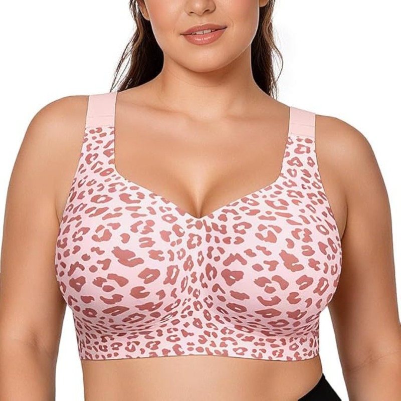 Push Up Bra Padded - บราเล็ปท์ลายเสือดาว ไม่มีโครง ไร้สาย ยกกระชับ ไร้รอยต่อ บราเต็มคัพ