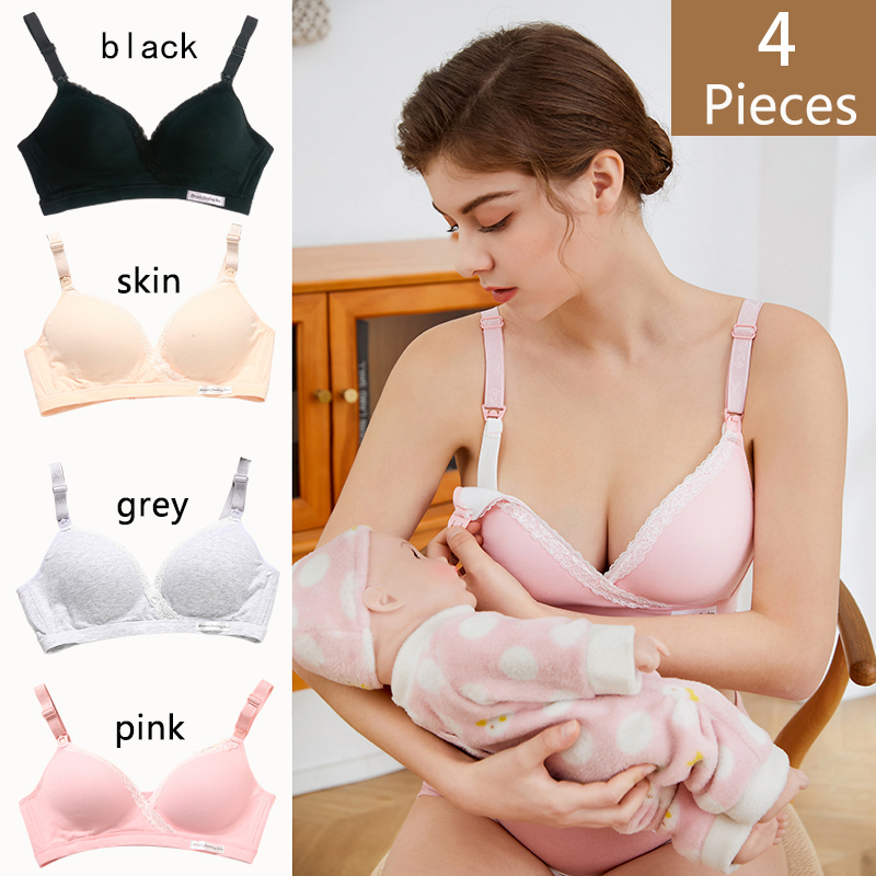 Nursing Bra Sleep - 4 ชิ้นใหม่ผ้าฝ้าย Wirefree เสื้อผ้าพยาบาลให้นมบุตรสําหรับหญิงตั้งครรภ์การตั้งครรภ์ Breast Sleep