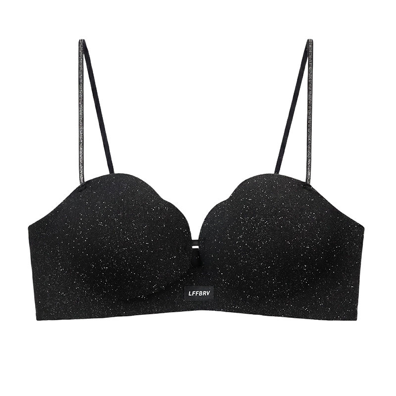 Bralette Wireless Soft - บราไร้สายแบบดันทรงรุ่นใหม่ พร้อมกลิตเตอร์ คัพทรงกลีบดอกไม้ คอวีลึก รองรับนุ่มนวล ควบคุมไขมันด้านข้าง