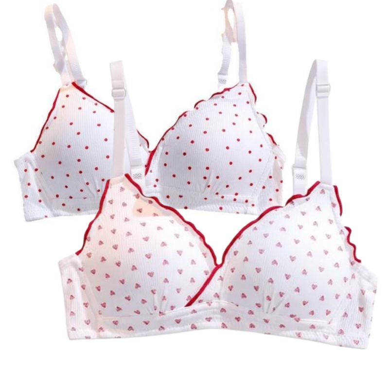 Bralette Wireless Soft - ชุดบราไร้สายน่ารักหวานแหวว, บราเล็ตต์ทรงสามเหลี่ยมผ้าฝ้ายนุ่มสบาย, ชุดชั้นในแบบไม่มีโครงดันทรงสำหรับสาววัยรุ่น