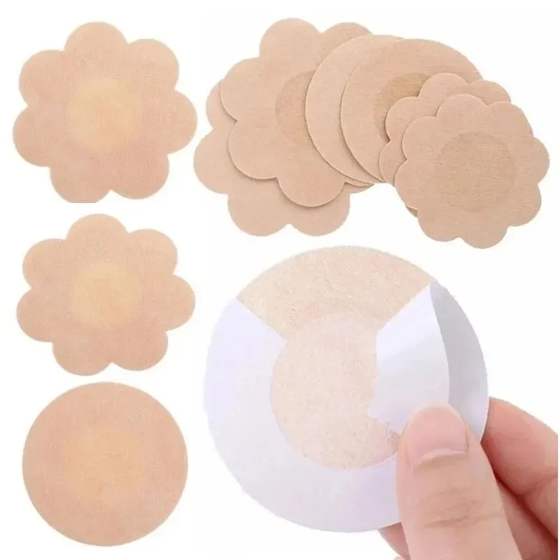 Nipple Cover Pasties - 100 ชิ้นสติกเกอร์หัวนมทิ้งที่มองไม่เห็นสติกเกอร์หน้าอกไม่ทอ Bra Breast Patch Bra