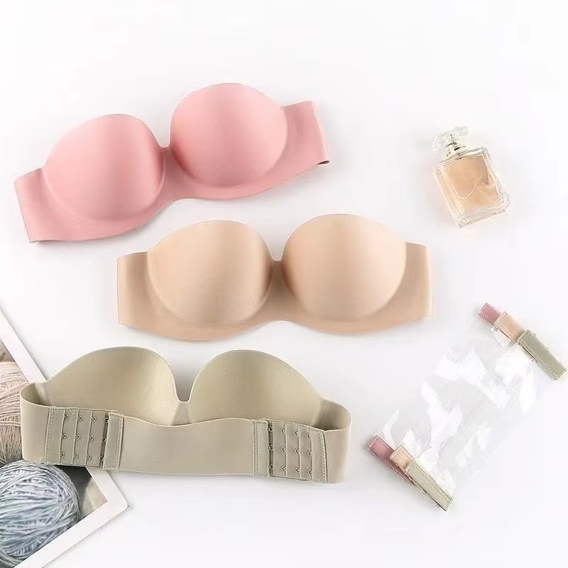 Strapless Bra Backless - บราไร้สายเสริมฟองน้ำแบบดันทรง สำหรับผู้หญิง เซ็กซี่ ไร้รอยต่อ มองไม่เห็น บราเล็ตต์