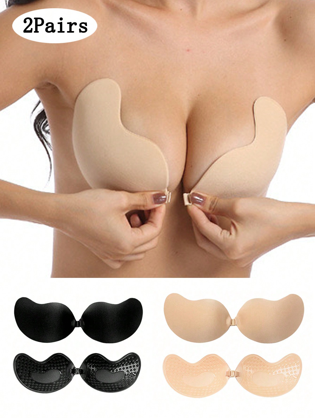 Push Up Bra Padded - แผ่นเสริมหน้าอกแบบไร้สาย 2 ชิ้น สำหรับผู้หญิง แบบแปะติดเอง ไร้รอยต่อ