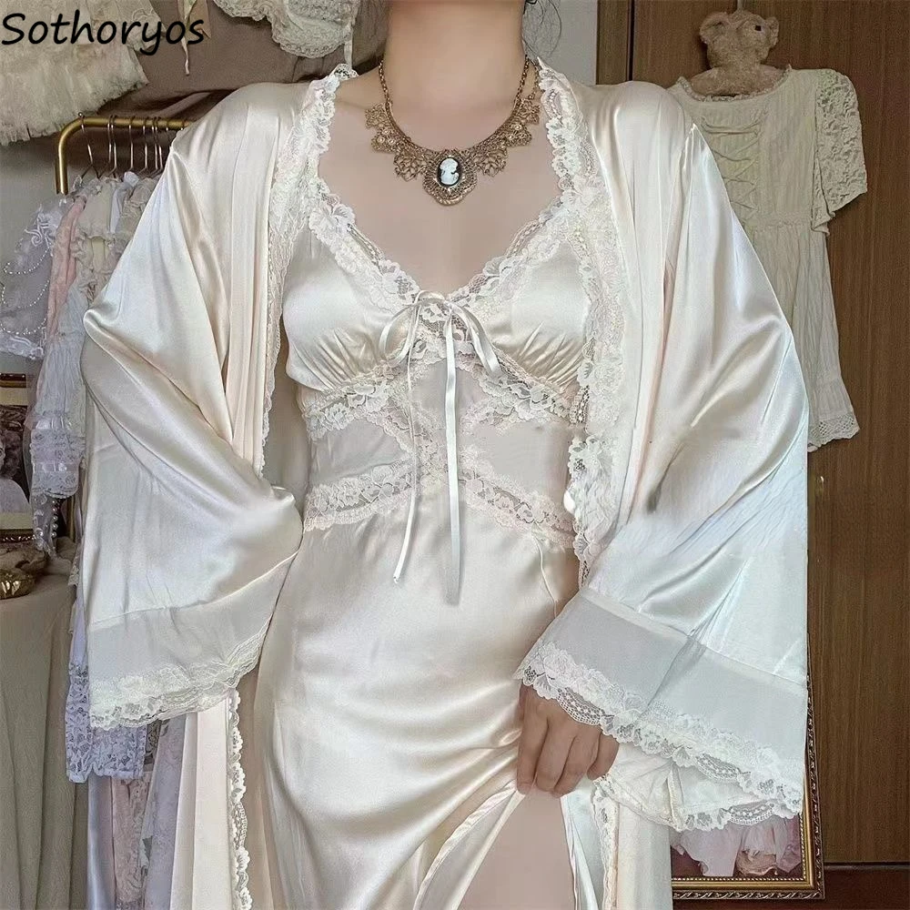 Robe Silk Women - ผ้าไหม Robe Gown ชุดผู้หญิง Gentle Lace