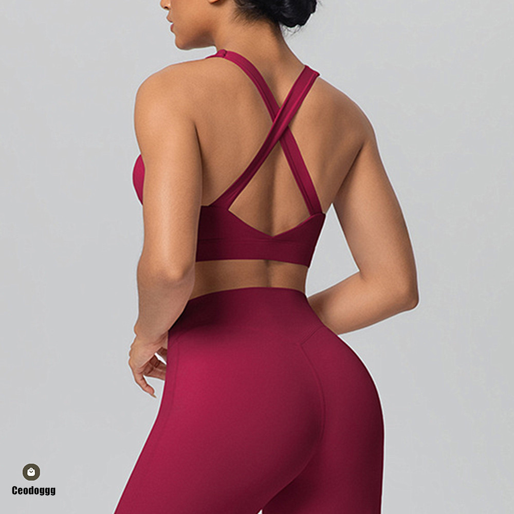 Sports Bra High Impact - เสื้อชั้นในโยคะแบบมีสายคล้องไหล่ บราออกกำลังกาย เสื้อกีฬาสำหรับผู้หญิง บราแบบยืดได้ เสื้อกล้ามออกกำลังกายสำหรับผู้หญิง XP05