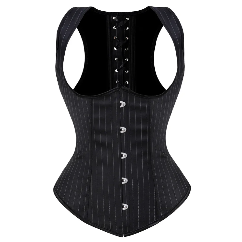 Corset Waist Cinch - ผู้หญิงโกธิค Jacquard Underbust Corset เซ็กซี่ไหล่สายรัดเกลียวเหล็กกล้า Boned