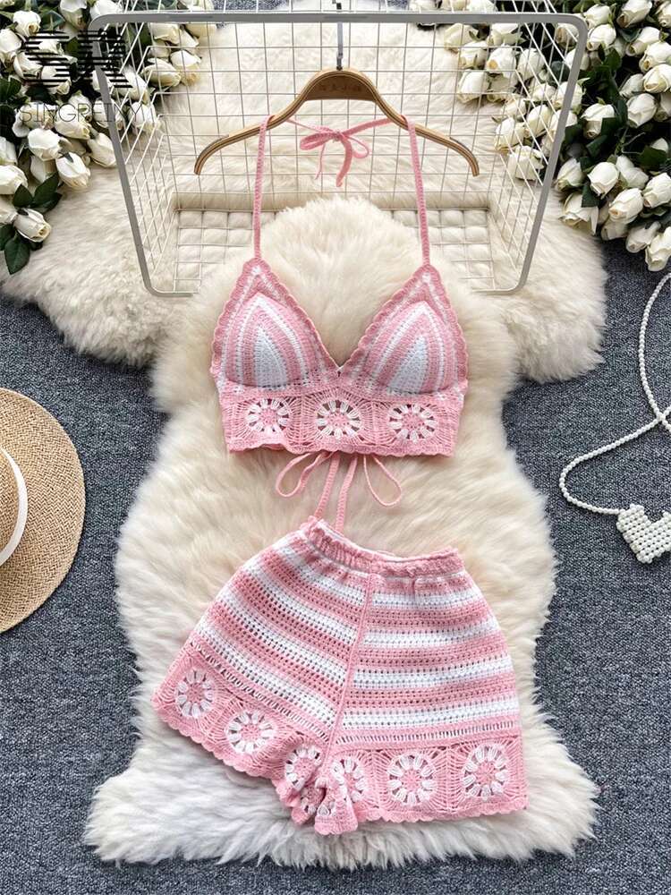 ชายหาดถัก 2 ชิ้นชุดผู้หญิง Cro - Cami Top Lace บทวิจารณ์และราคา