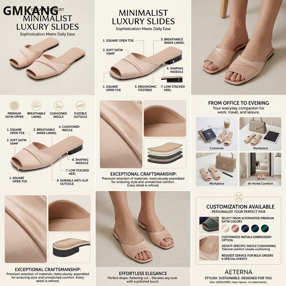 GMKANG รองเท้าแตะสตรีแบบสวม หั - Slip Dress Satin บทวิจารณ์และราคา
