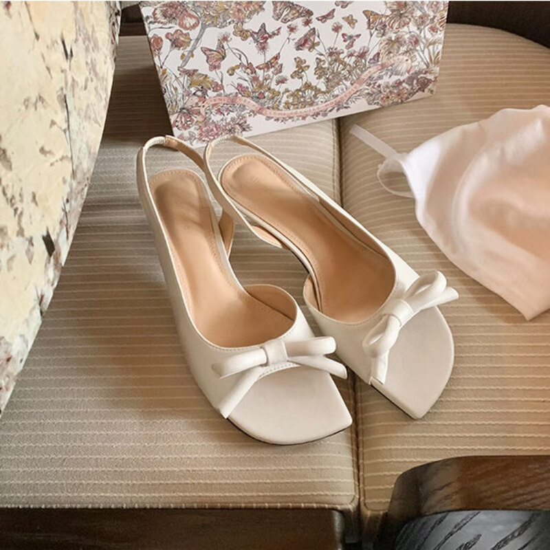 รองเท้าส้นเตี้ยแบบสวมประดับโบว - Slip Dress Satin บทวิจารณ์และราคา