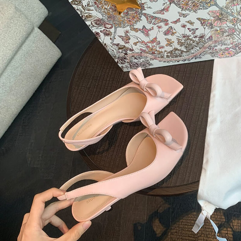 รองเท้าส้นเตี้ยแบบสวมประดับโบว - Slip Dress Satin บทวิจารณ์และราคา