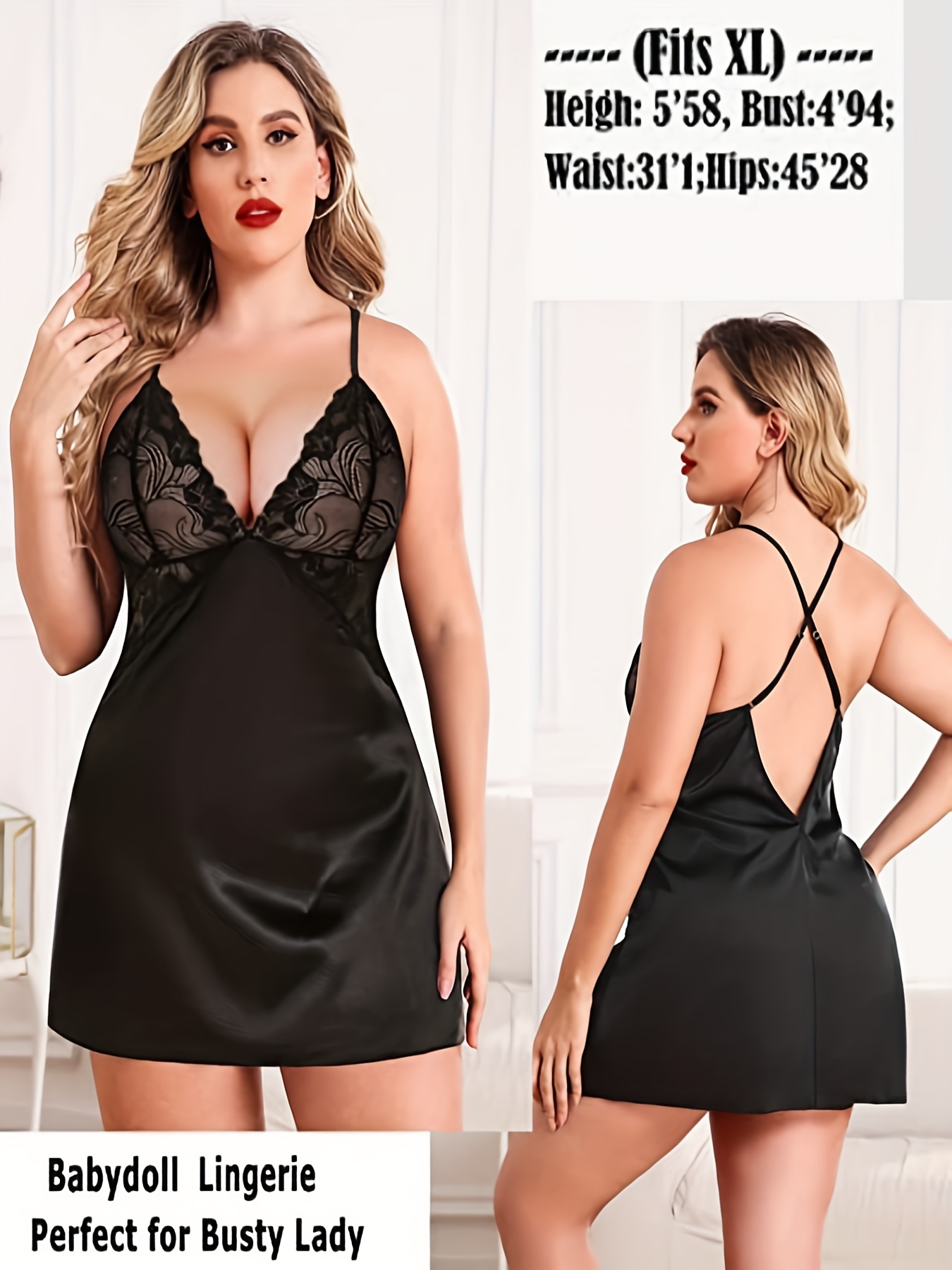 ชุดนอนผู้หญิงหรูหรา ผ้าซาตินเง - Babydoll Chemise Night บทวิจารณ์และราคา