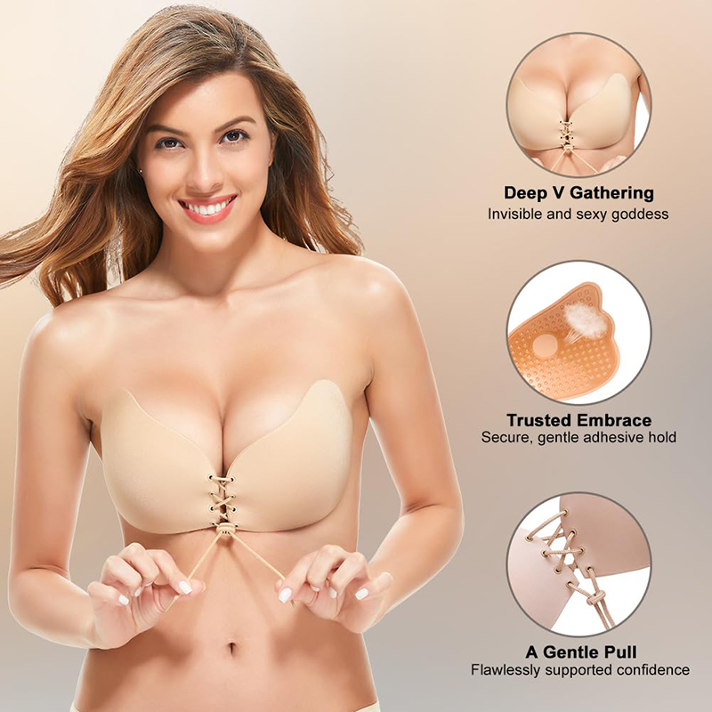 1/2คู่ผู้หญิงฤดูร้อนBackless B - Push Up Bra Padded บทวิจารณ์และราคา