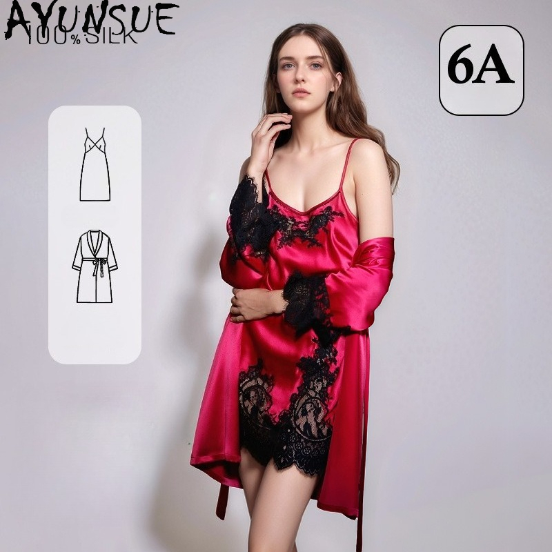 AYUNSUE 100% ชุดนอนผ้าไหมแท้ผู - Robe Silk Women บทวิจารณ์และราคา