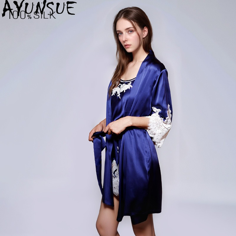 AYUNSUE 100% ชุดนอนผ้าไหมแท้ผู - Robe Silk Women บทวิจารณ์และราคา