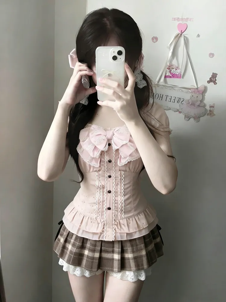 ชุดเซ็ตสามชิ้นสไตล์ญี่ปุ่นสำหร - Cami Top Lace บทวิจารณ์และราคา